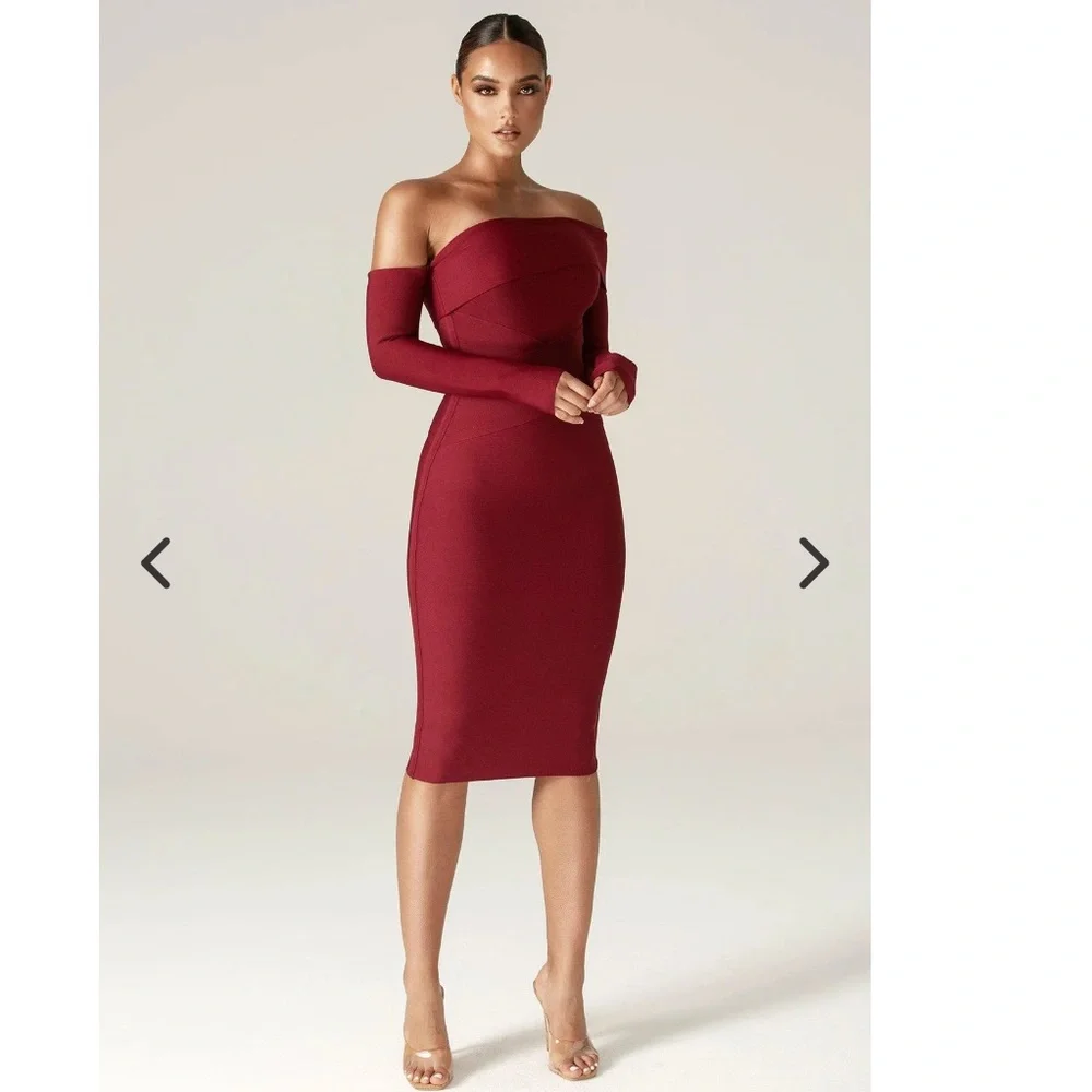 ALIEVA Shiva bandage dress maroon - Picture 13 of 15